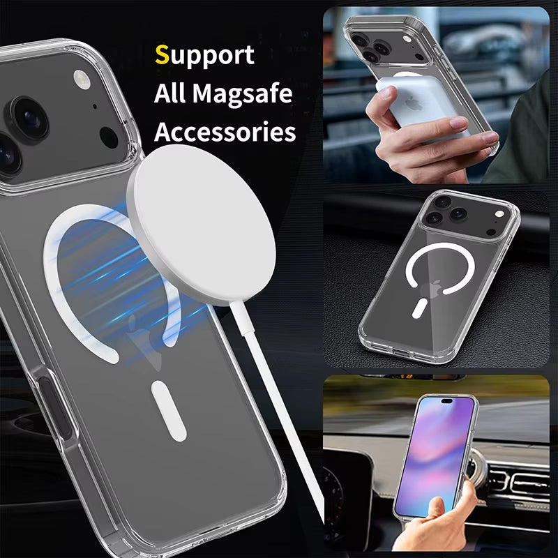 Magnetic Magsafe Case for Iphone 17 Pro Max Hybrid Hard Cover for Iphone17Promax Iphone17Pro 2025 Clear Shockproof Soft Shell