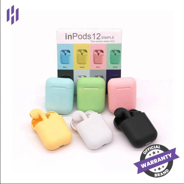 InPods 12 TWS Bluetooth 5.0 Earbuds – Matte Design, Touch Control, Pop-Up Pairing
