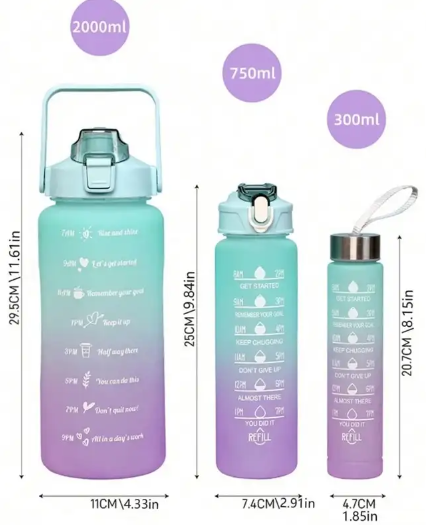 HydraMotiv 3-Piece Water Bottle Set