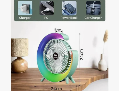 USB Desk Fan Silent Powerful, Desk Fans with LED Light