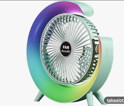 USB Desk Fan Silent Powerful, Desk Fans with LED Light