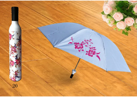 Foldable Umbrella with Wine Bottle Holder – Stylish Protection from Rain &amp; Sun