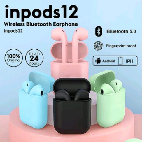 InPods 12 TWS Bluetooth 5.0 Earbuds – Matte Design, Touch Control, Pop-Up Pairing